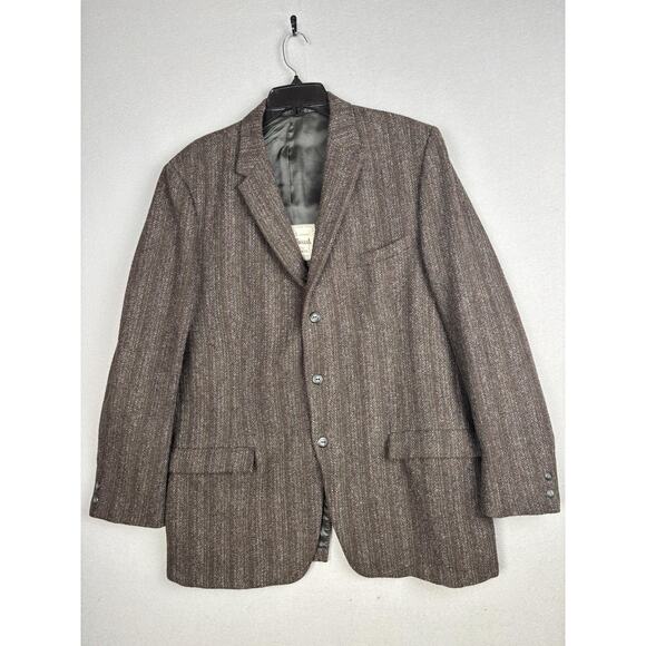 Vintage Harris Tweed Blazer Mens 42L Wool Sport Coat Scotland 70s - Picture 1 of 16